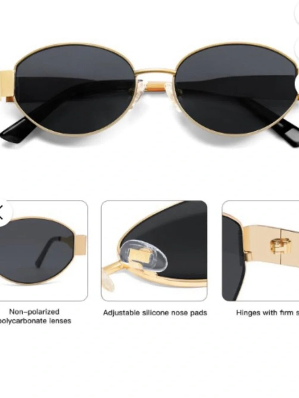 SOJOS Retro Oval Sunglasses for Women - Gold Frame UV 400